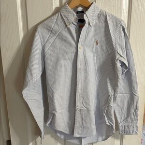 Polo by Ralph Lauren Light Blue and White Pinstripe Button-Down Shirt